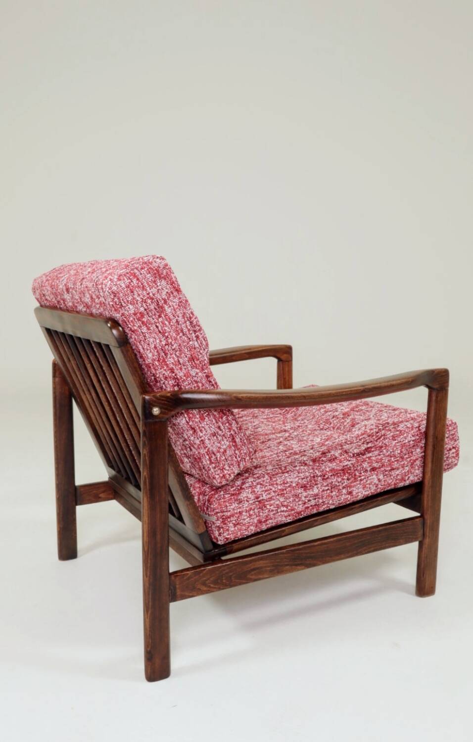 Scandinavian armchair red lobster mid century modern design 1965
