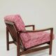 Scandinavian armchair red lobster mid century modern design 1965
