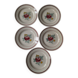 5 Flat plates with Gien rose decoration