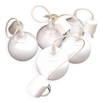 Set of 5 opaline pendant lights.