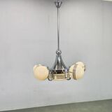Art Deco Chrome and Glass Chandelier, 5 Globes, 1930s