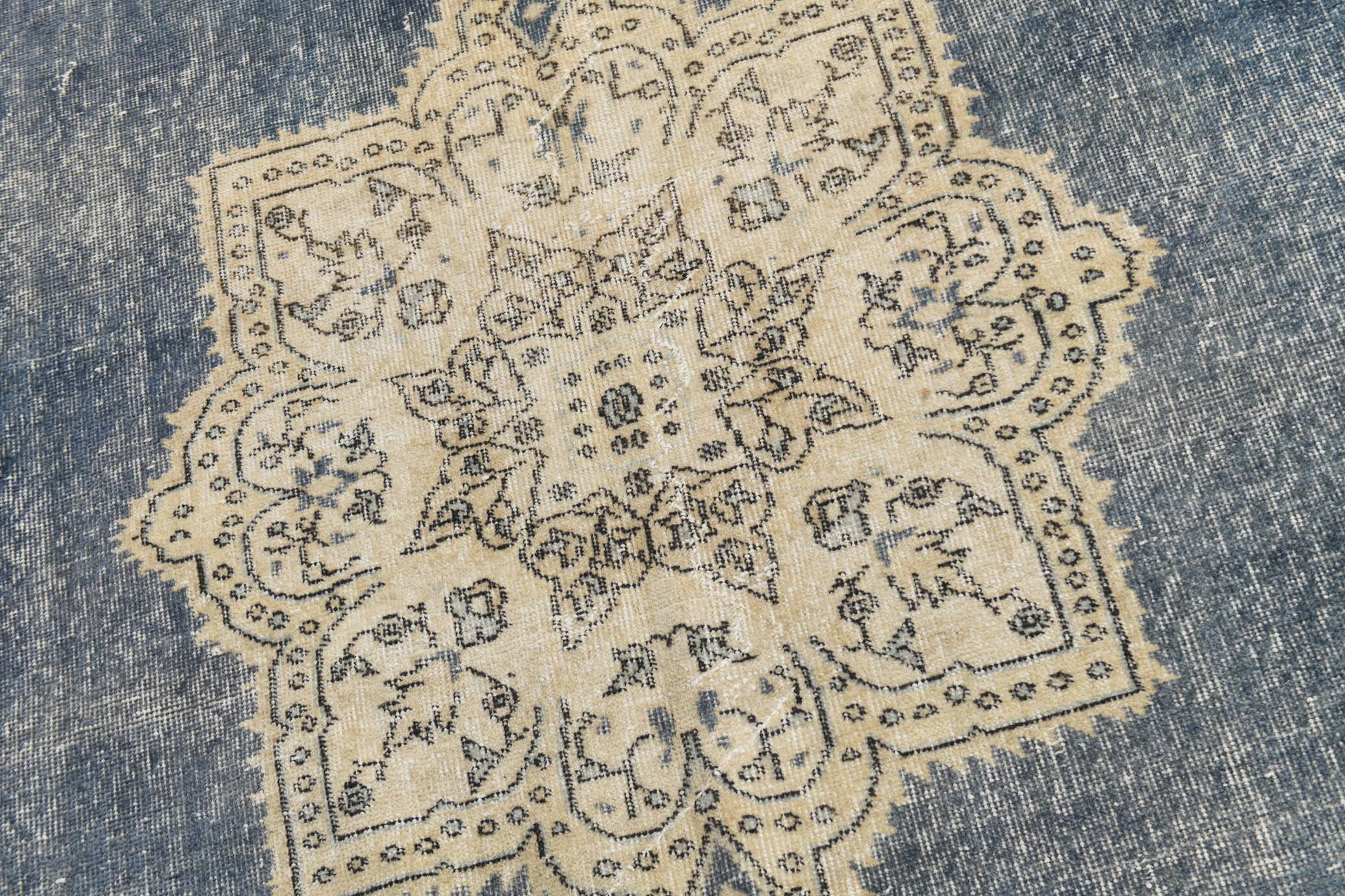 6x10 Navy Blue Turkish Vintage Rug, 193x315Cm