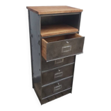 Ronéo column with flaps, 1 drawer and a niche, solid oak tops