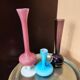 Lot de 3  vases soliflores en verre style mid century modern