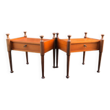 Duo of vintage Scandinavian teak bedside tables with 1 drawer.