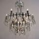 Sciolari chandelier `Ovali` 12 lights, silver with optical crystals, 1970`s ca, Italian, Rewired