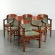 Set of 6 Art Nouveau/Jugendstil dining chairs with suede upholstery