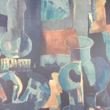 Original color lithograph Toni Agostini, still life