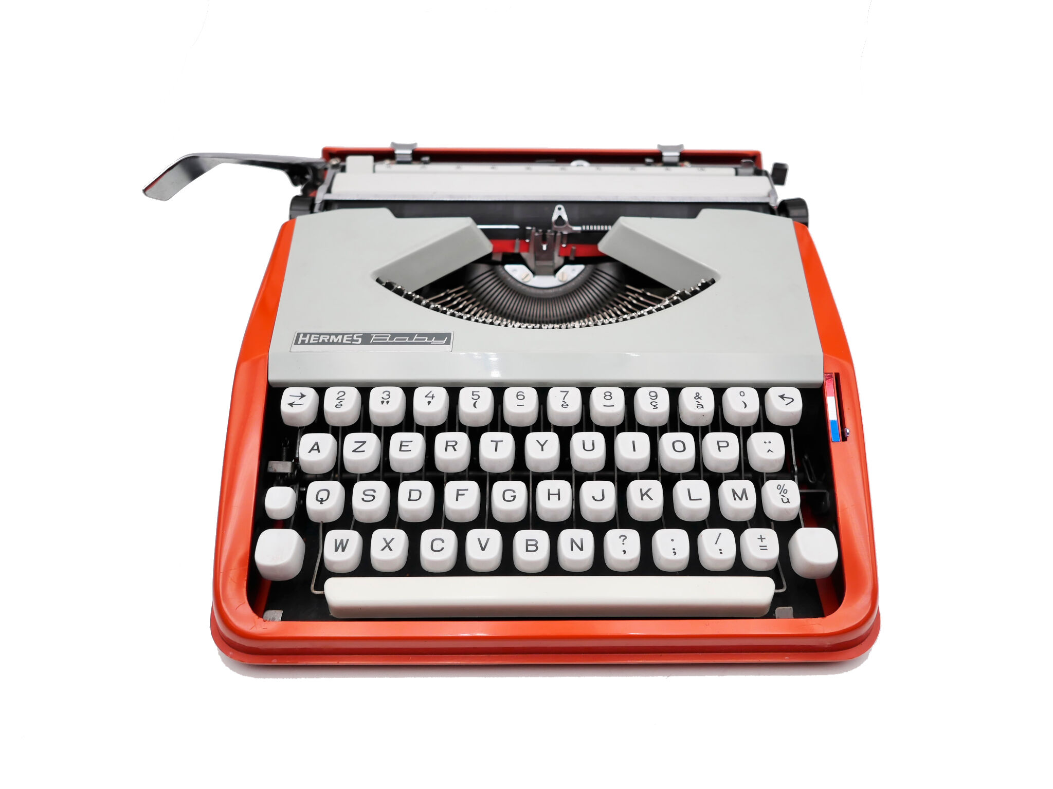 Typewriter hermes baby orange coral and blue cursive revised ribbon new