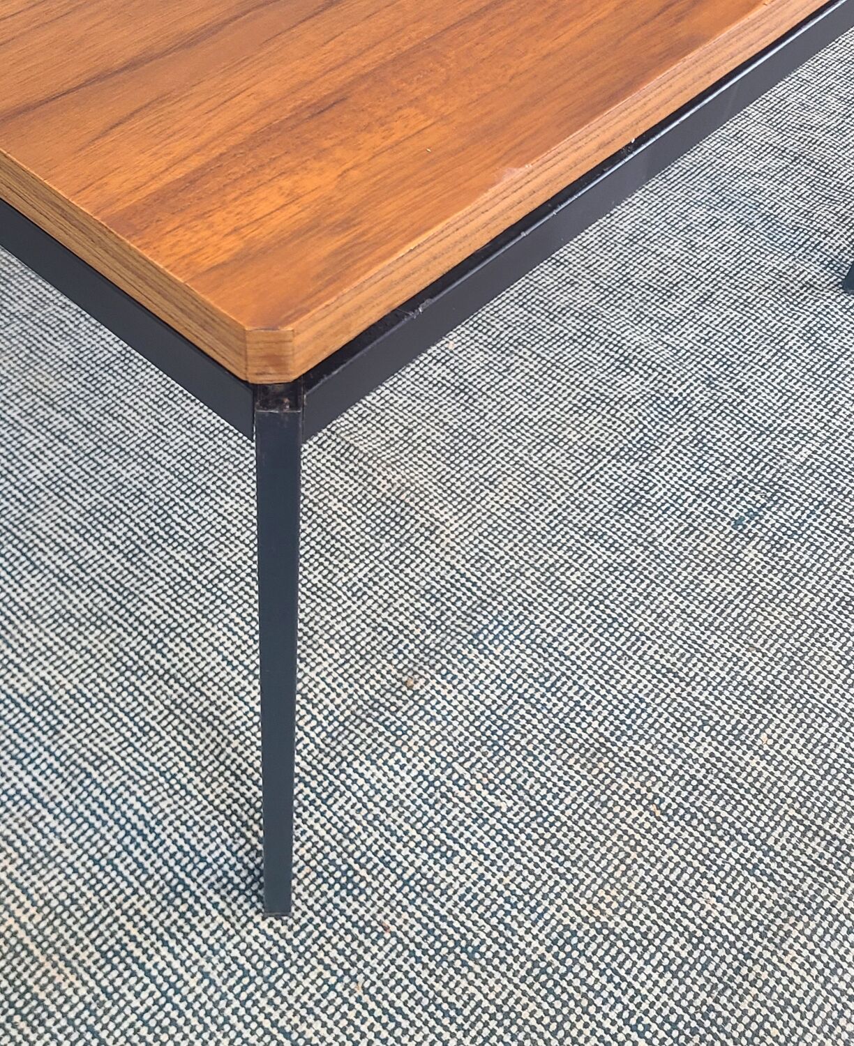 Vintage coffee table, minimalist modernist design, teak, 1960s.