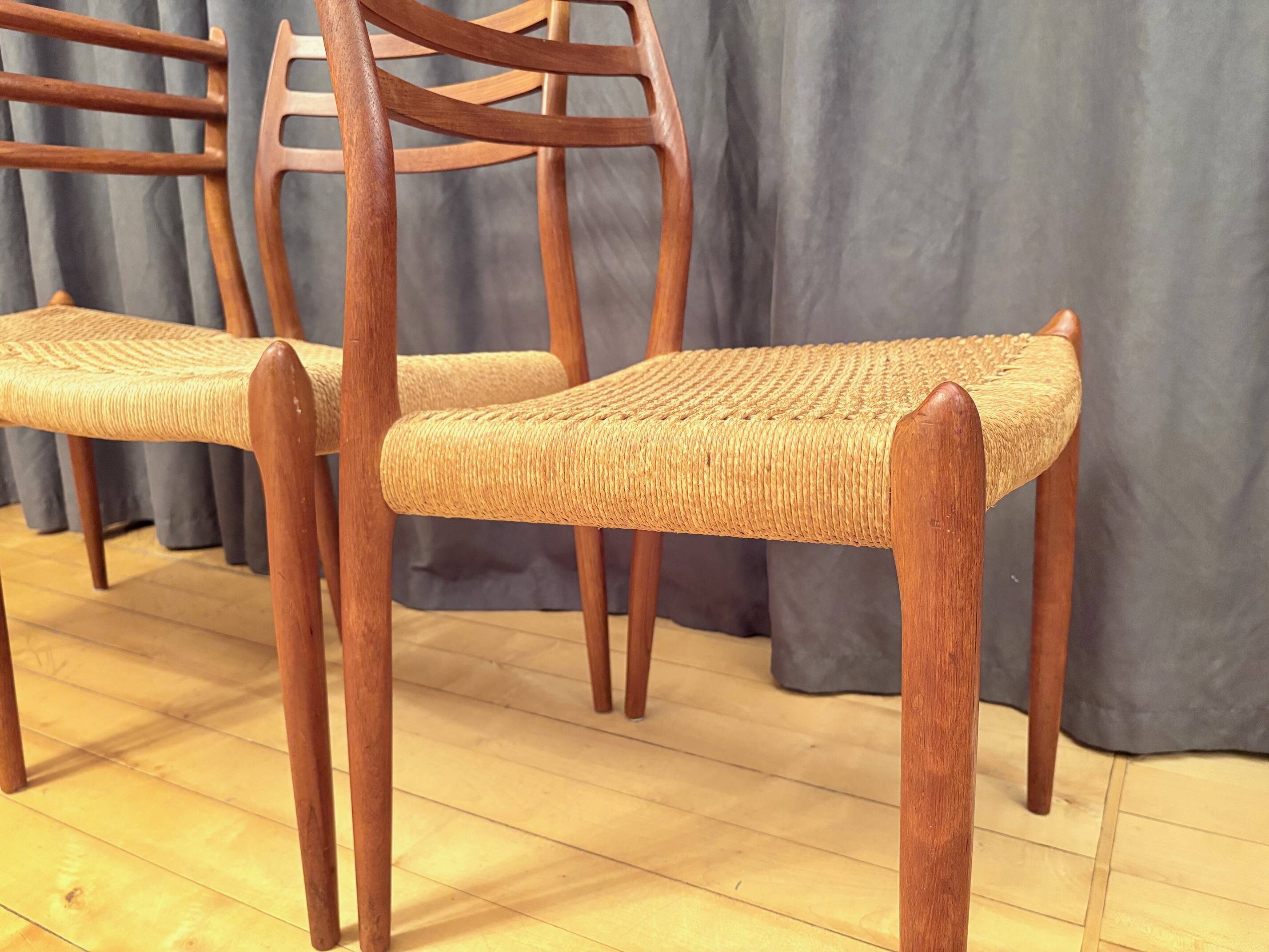 Set of three chairs, model 78, designed by Neils O. Möller, JL Møllers Møbe.