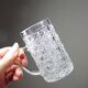 6 small vintage/antique pressed glass mugs and tray, art deco style