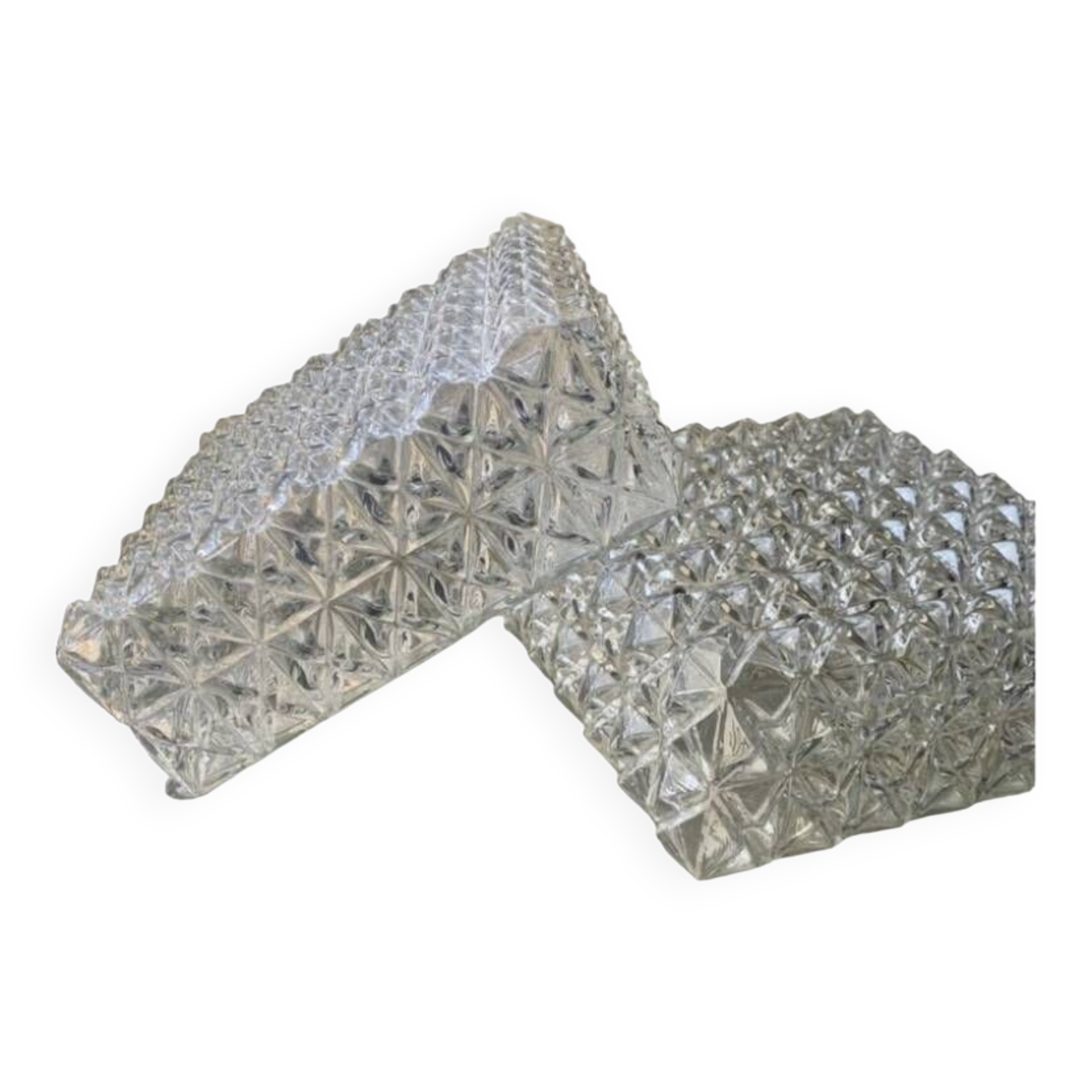 Ceiling light, square wall light in chiseled glass