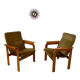 Set of 2 bridge armchairs from the 70s design Bruno Rey vintage solid beech