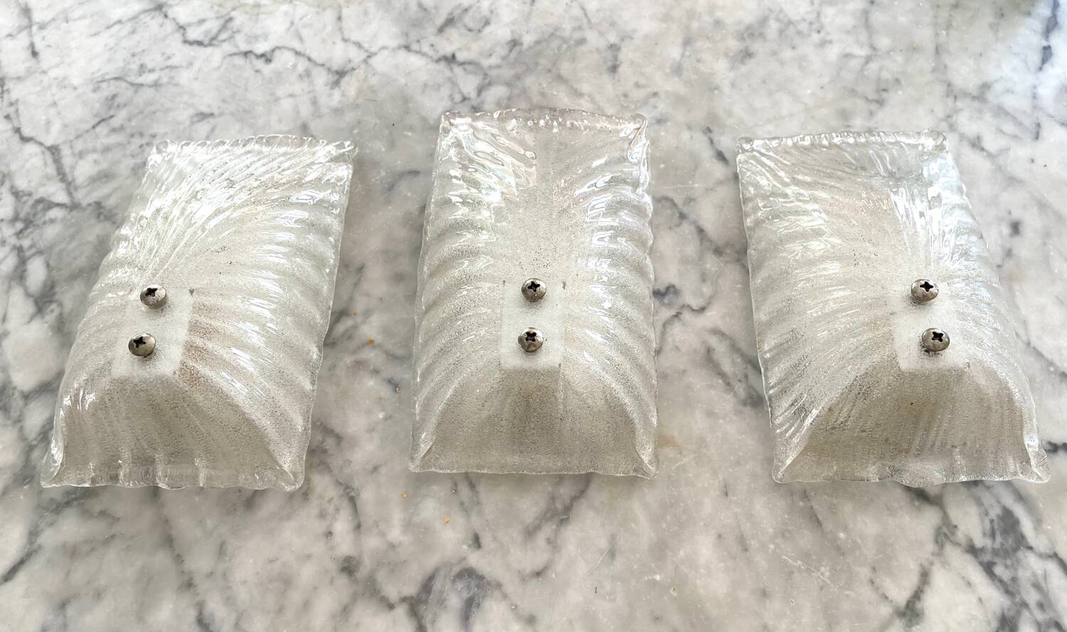 Mazzega pair of Murano glass wall lights, Italy 1970