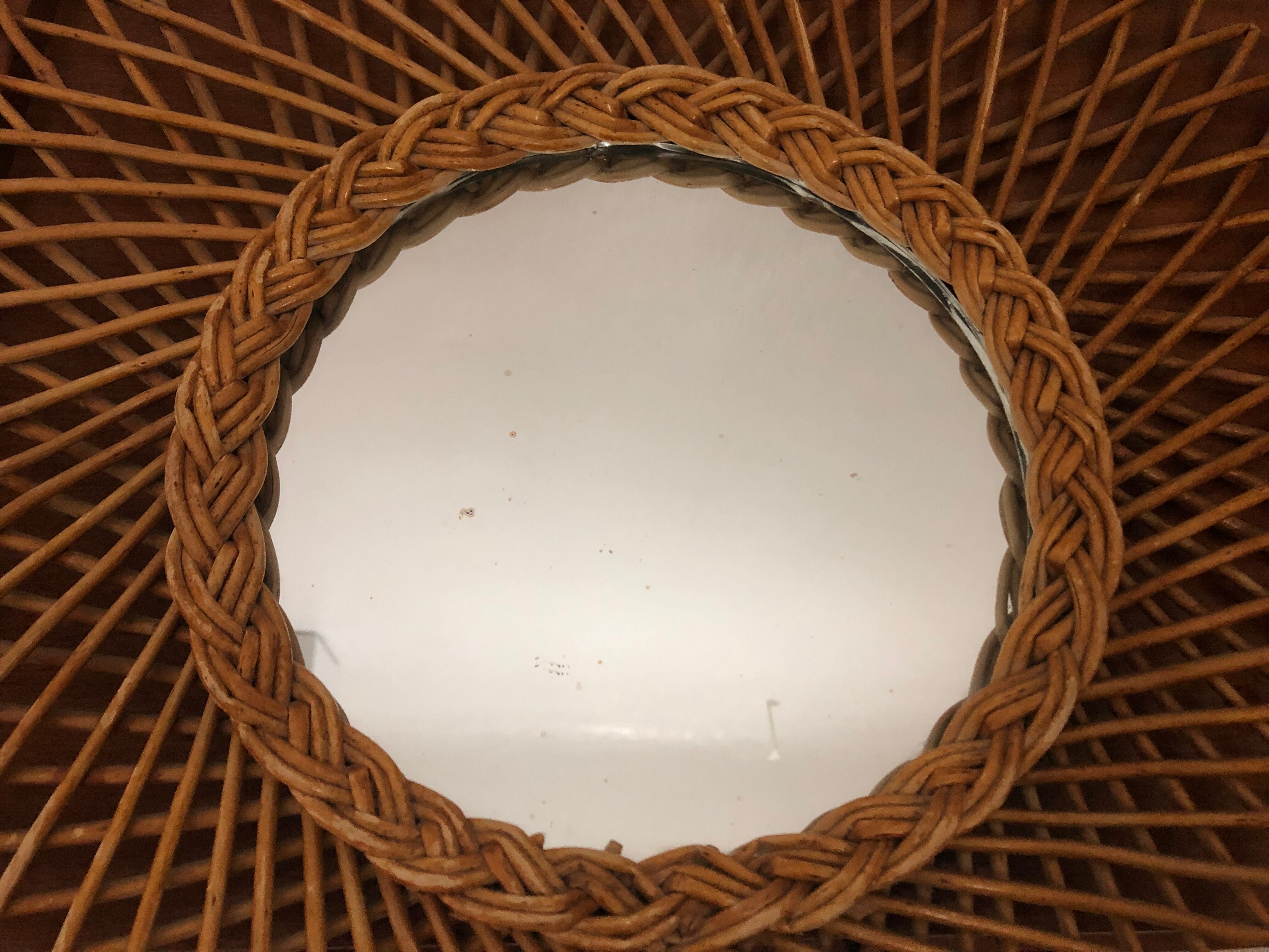 Vintage rattan mirror 60s