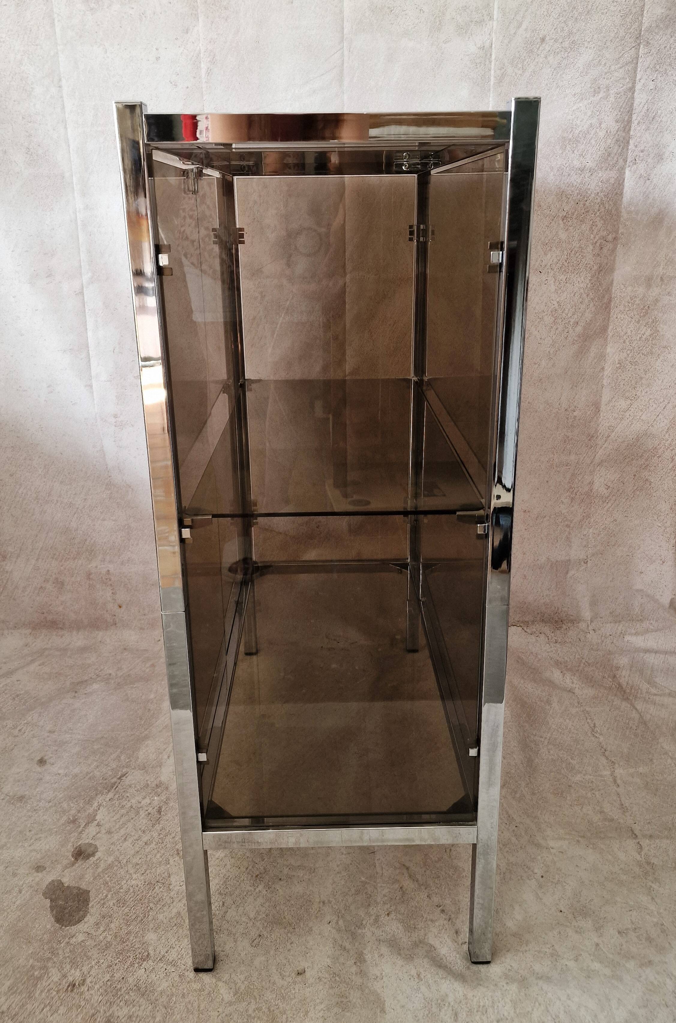 Smoked glass and stainless steel shelf