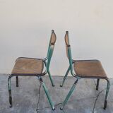 Pair of vintage Mullca metal school chairs 1950s