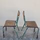 Pair of vintage Mullca metal school chairs 1950s