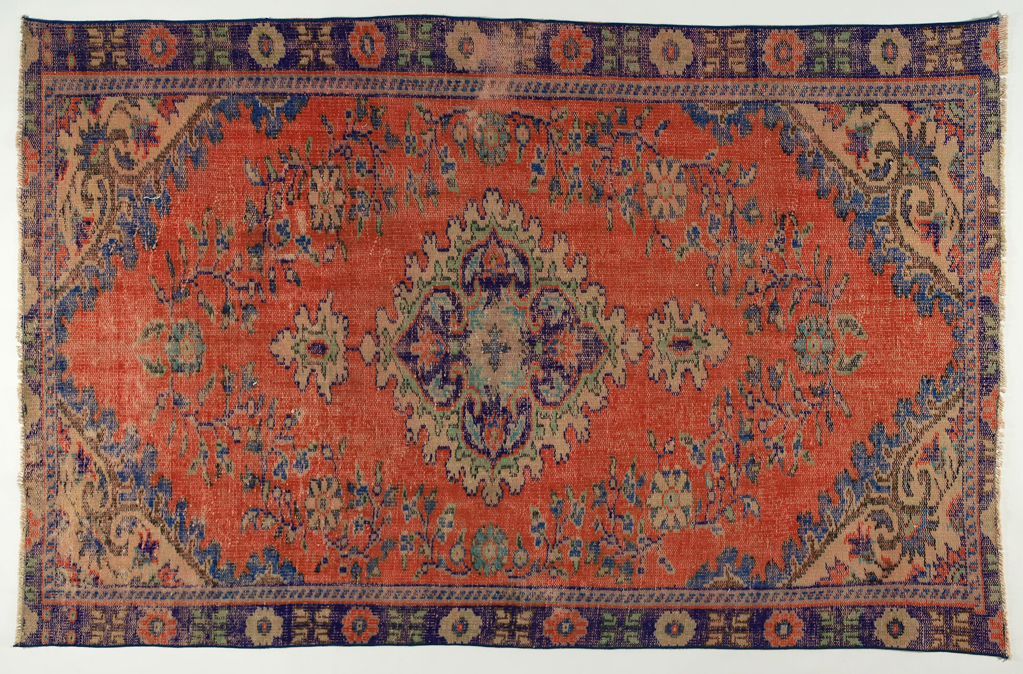 Anatolian handmade vintage rug 250 cm x 150 cm