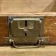 Old wood and brass box, decoration loft workshop, furniture of trades