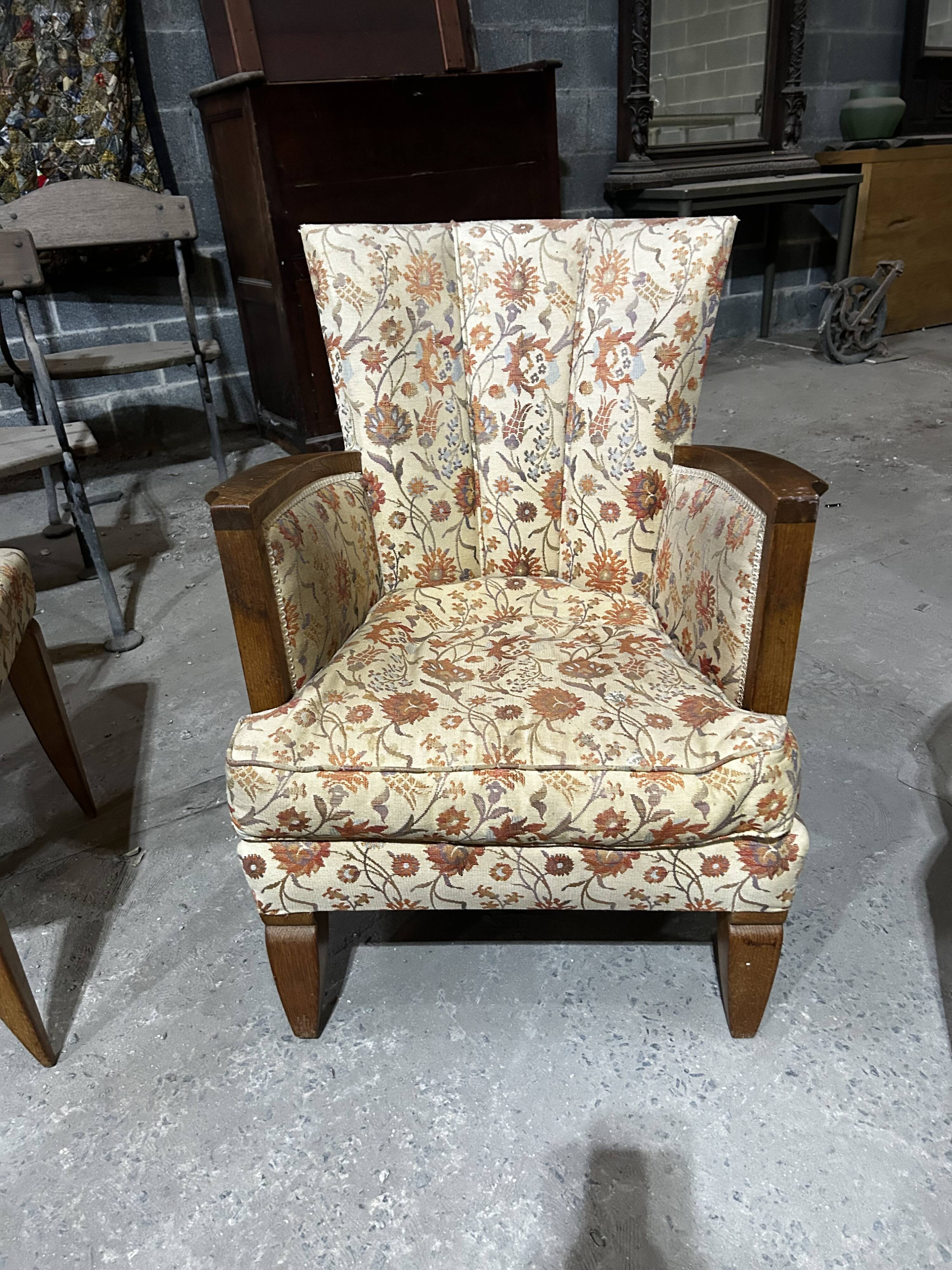 3 Art Deco armchairs, 1940