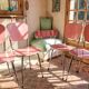 Set of 4 chairs in pink formica