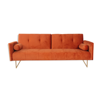 Orange velvet bed bed