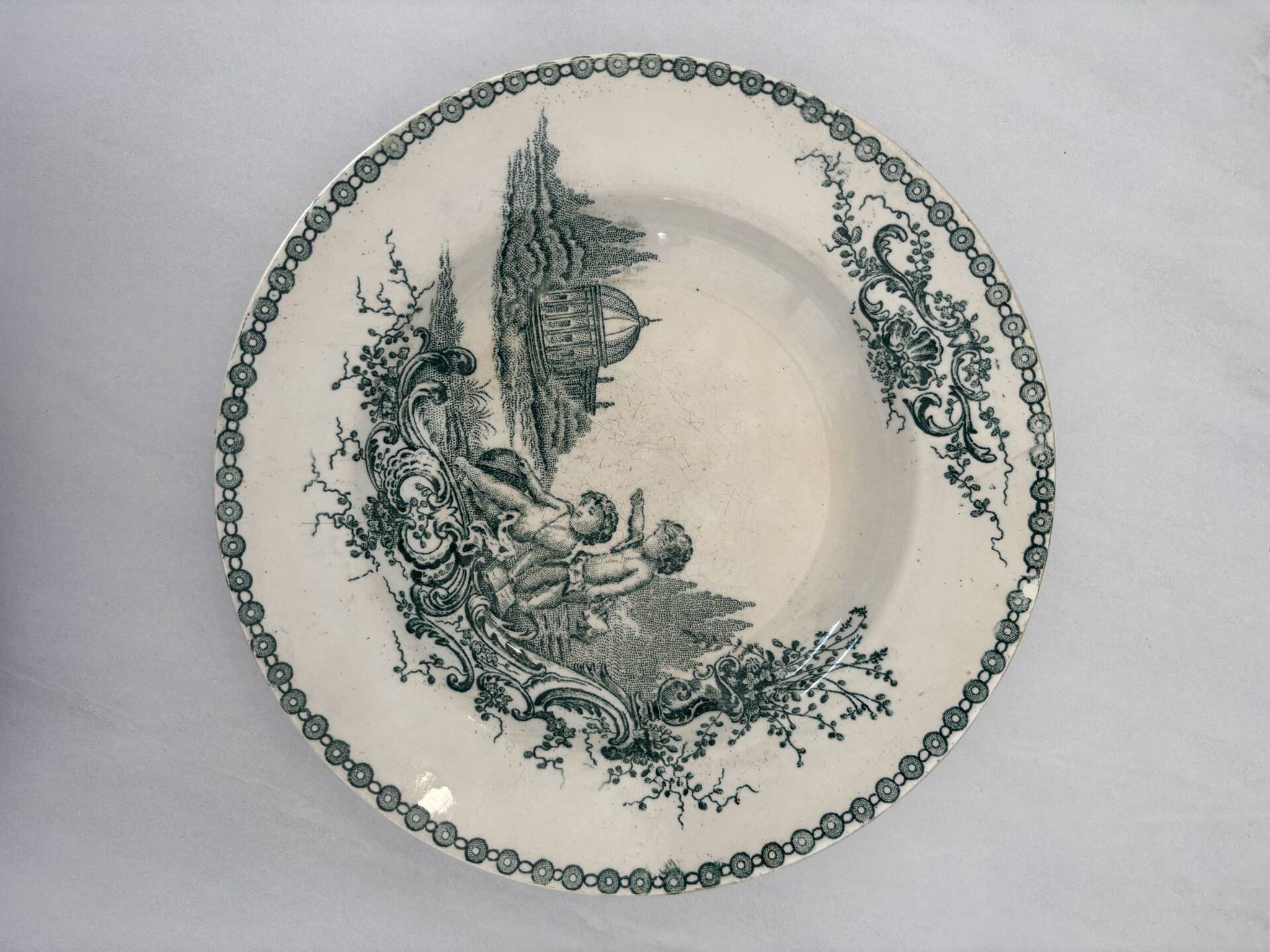 Hollow plate ironstone St Amand Trianon model green - earthenware a