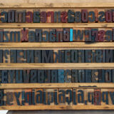 Printing locker with vintage wooden letters