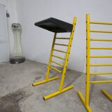 Paire de tabouret de bar italien ajustables jaune laqué et noir