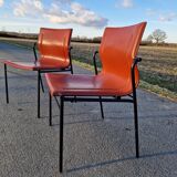 Set of 2 Matteo Grassi leather chairs