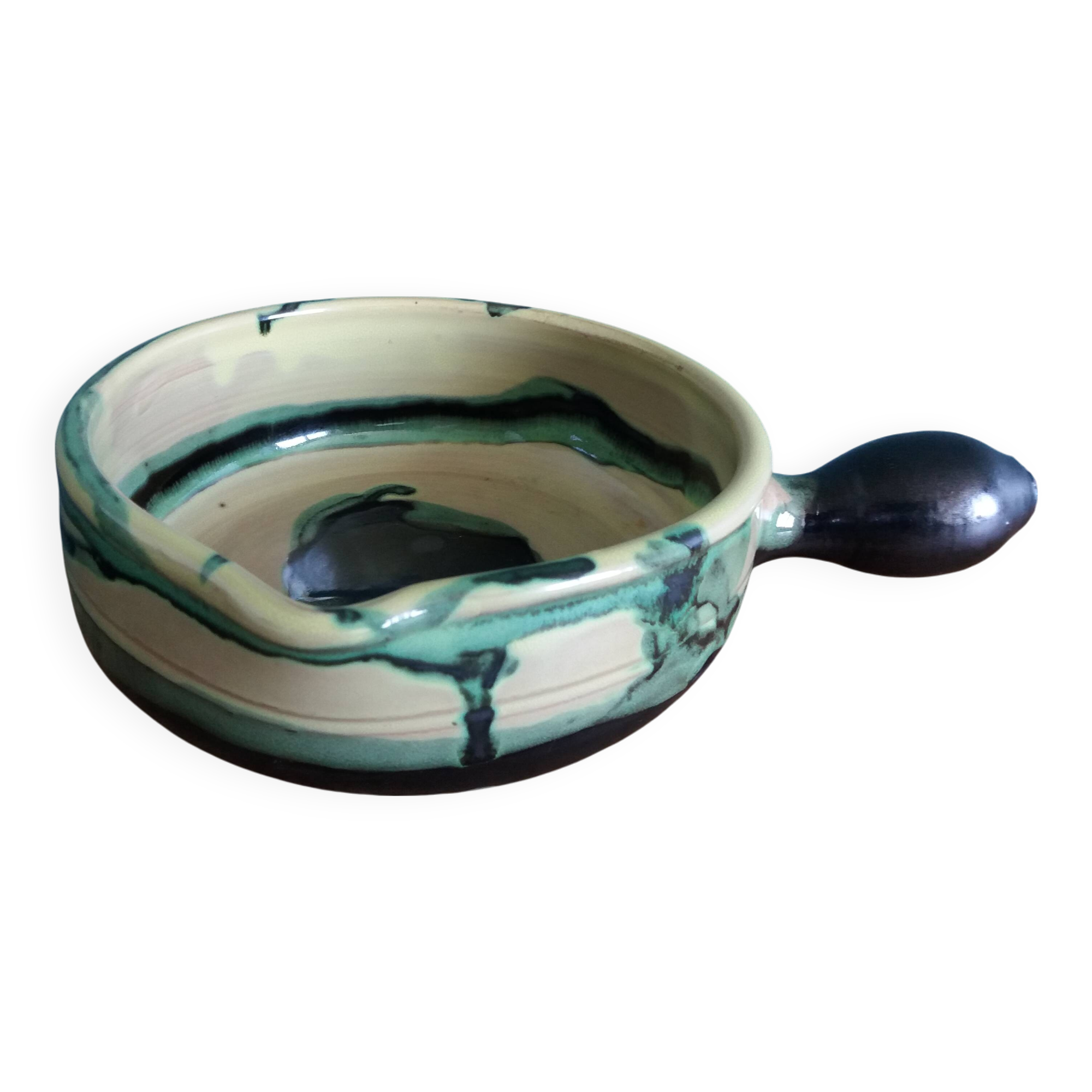 Caquelon signed André Chaudemanche in Malicorne clay