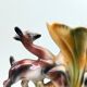 Vintage Italian polychrome ceramic vase with animal motif, deer, and flower (ICAP)