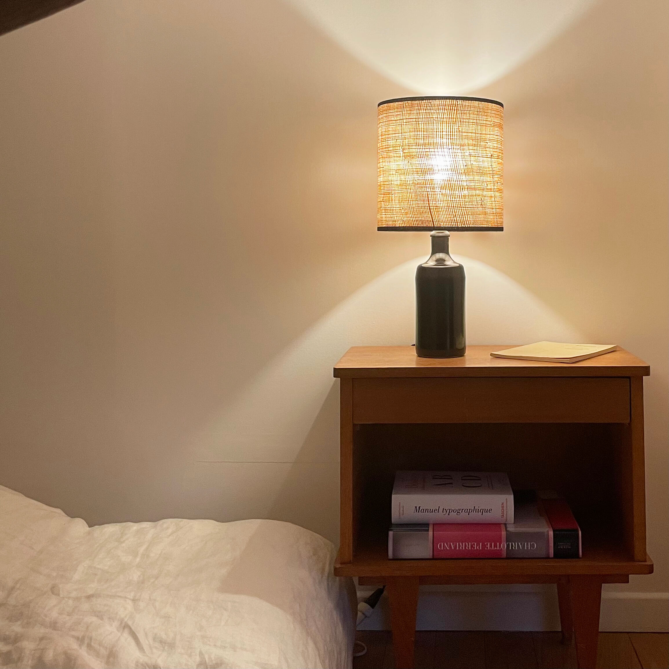 Sandstone and rabane lamp