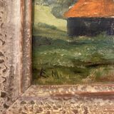 Old painting, landscape signed and dated 1943