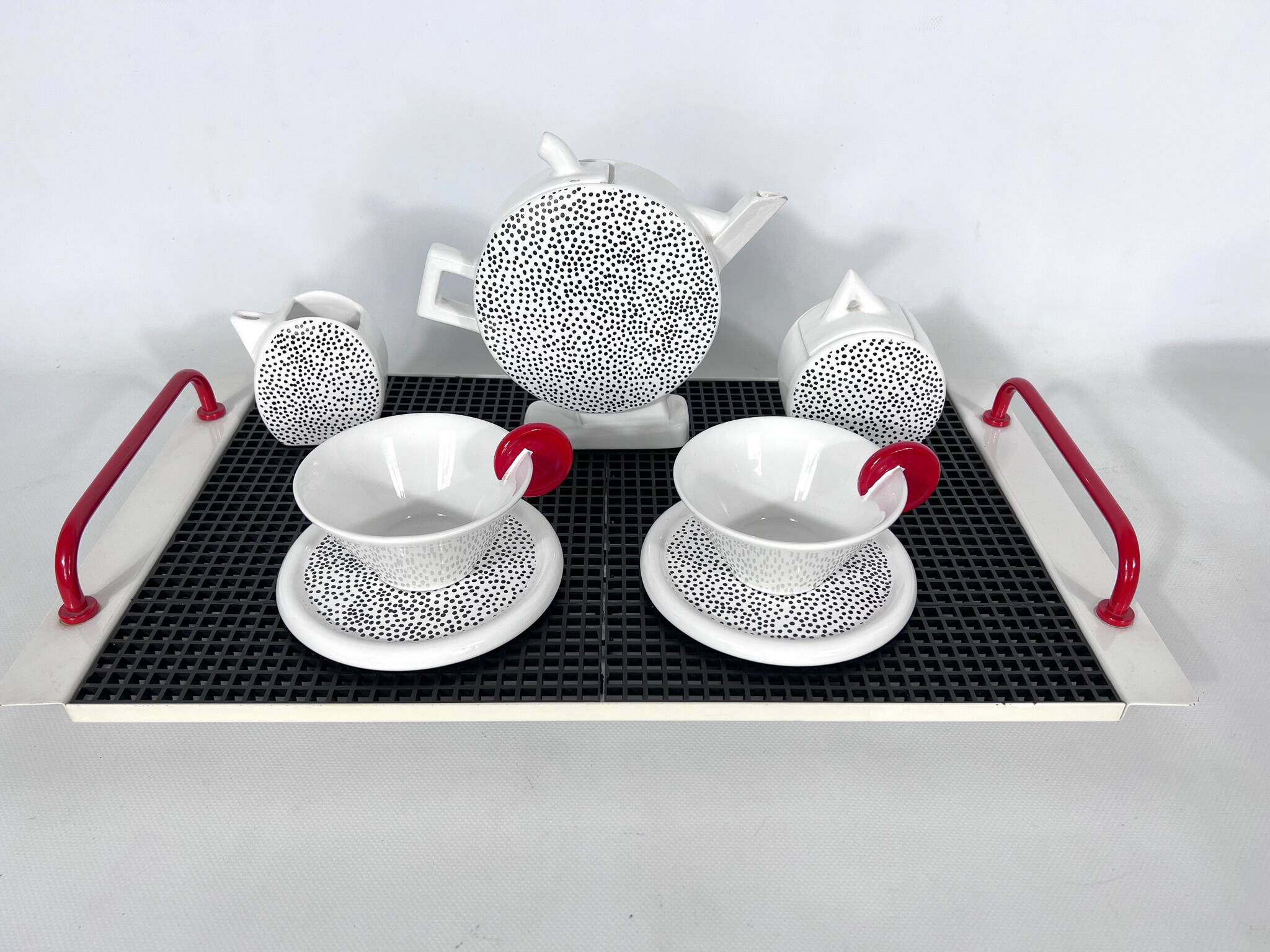 Ceramic Tea Set by Mas for Memphis Milano, 1980s, Set of 7