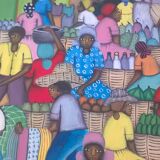 Painted canvas signed Maccène Laurent-Haiti 1998