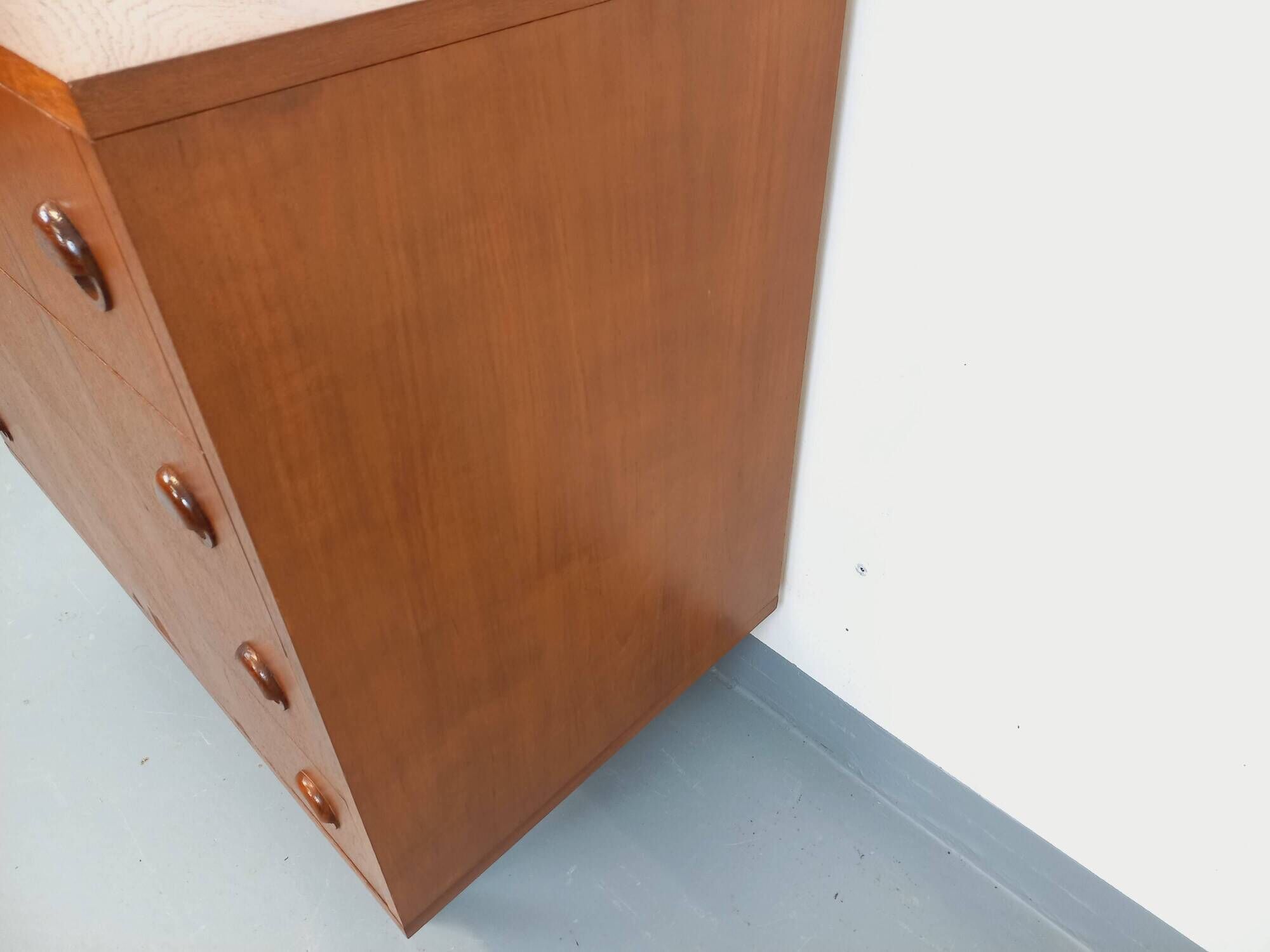 Vintage Scandinavian style chest of drawers in teak and black metal from the 60s