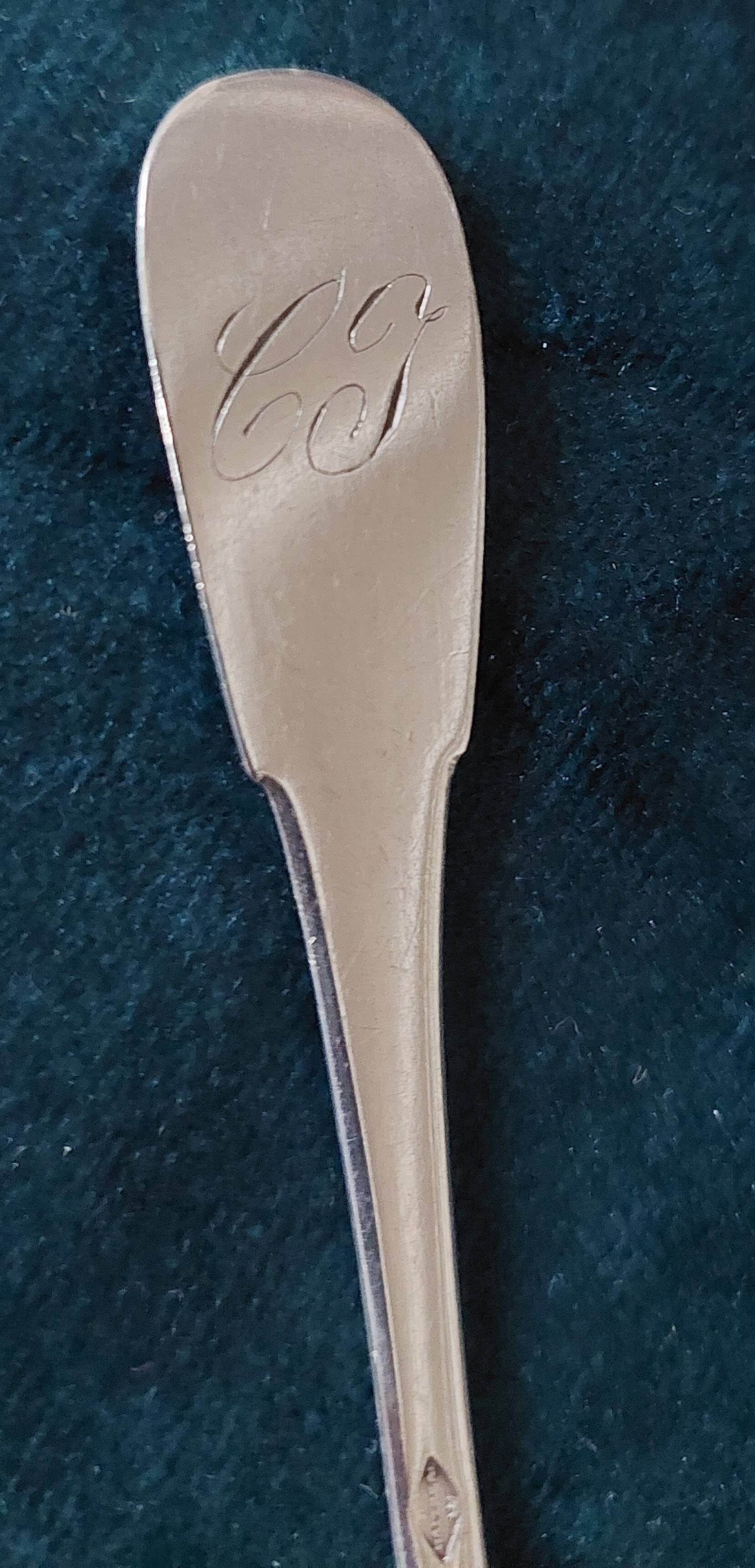 Small silver spoon with Minerva hallmark and silversmith's mark Maitreau, late 19th century.