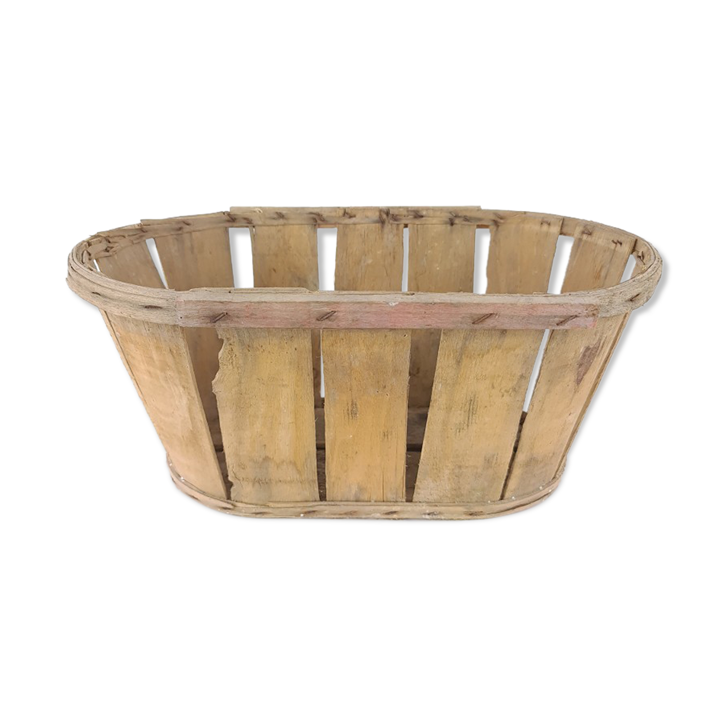 Old brocante wooden grape basket