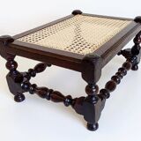 Antique Belle Epoque Oak Wood and Cane Footstool/ Occasional Table, late 19th-C