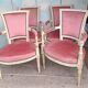 4 fauteuils Directoire en velours rose
