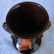 Vase lyre decor jaspé orange marron blanc n°320vintage