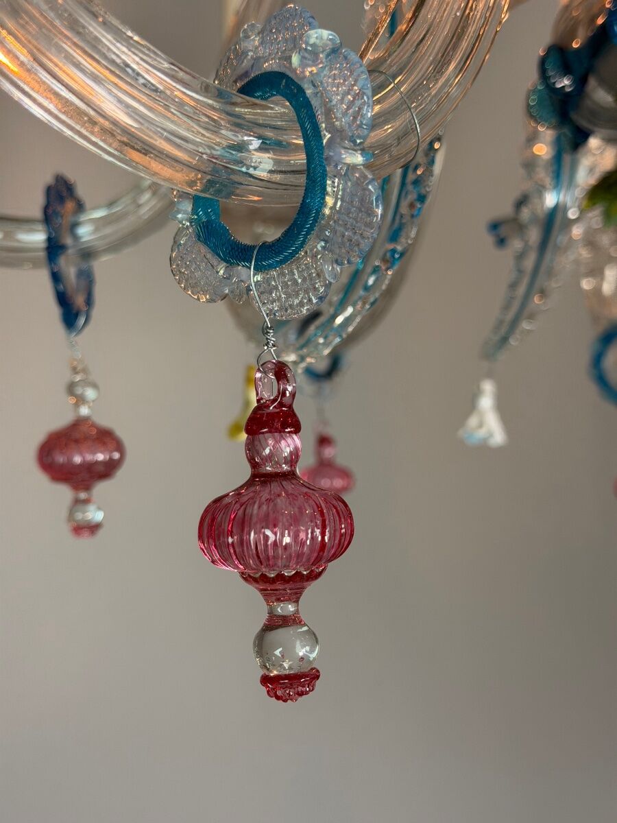 Lustre vénitien en verre de Murano multicolore, vers 1880