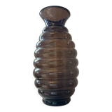 Large vintage smoked glass vase