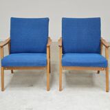 Pair of blue armchairs by Jiri Jiroutek for Interier Praha, 1960