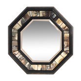 Miroir octogonal en laiton et corne avec corne par Anthony Redmile, Royaume-Uni vers 1980
