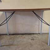 Etienne Fermigier (1932-1973) Aluminium table and black lacquered metal 1960