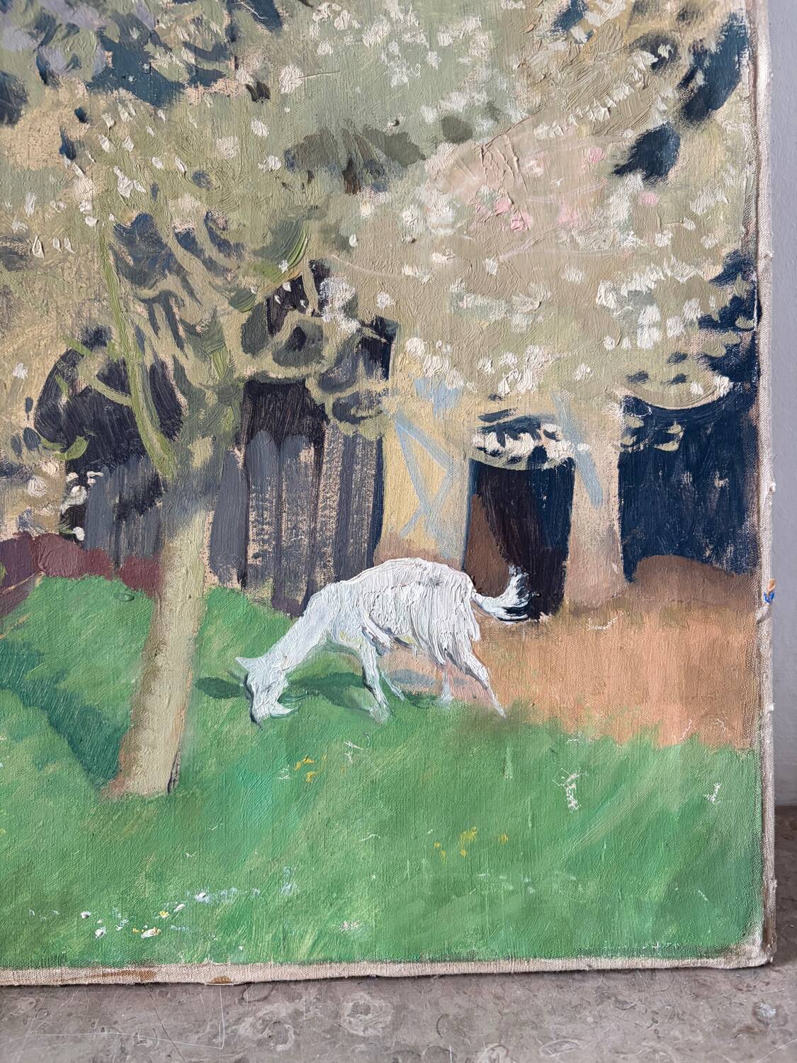 Landscape with goat, signed Lagrange.